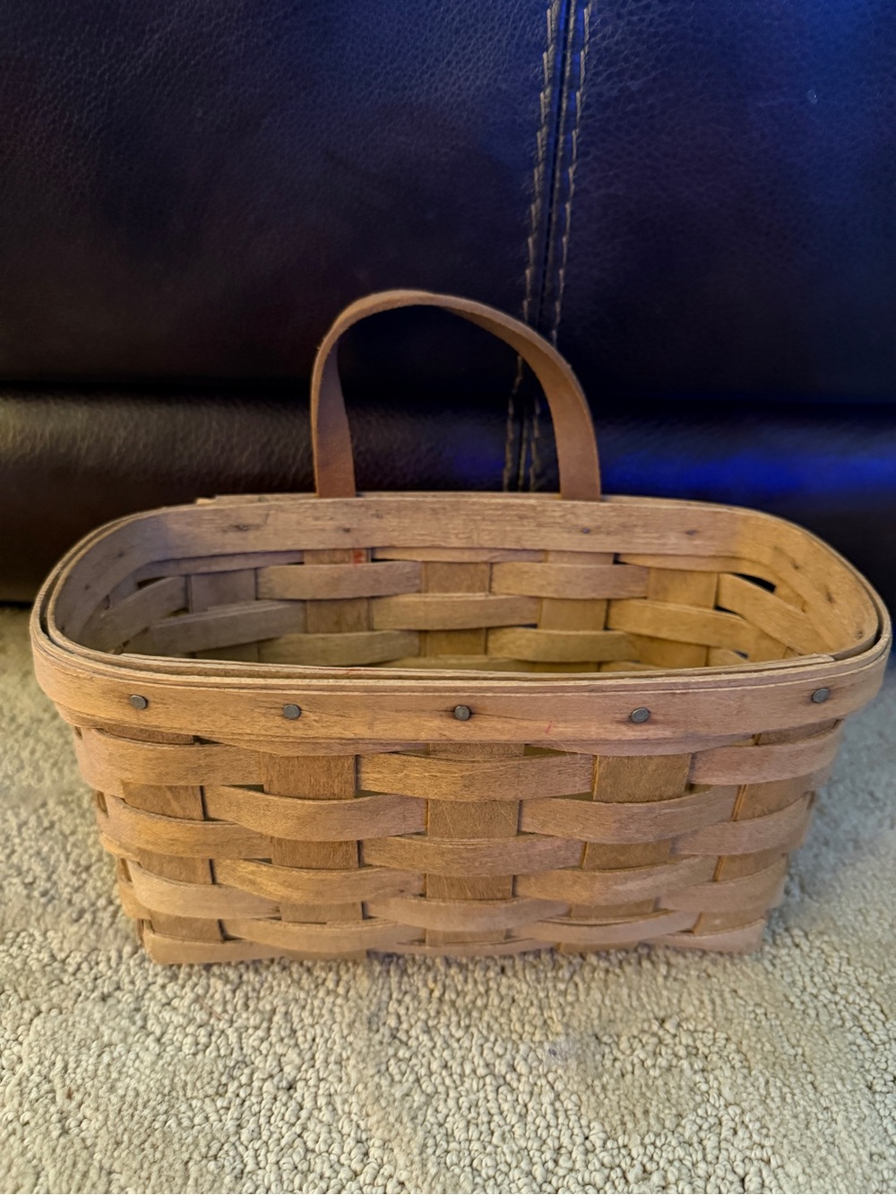 Natural Brown Woven Storage Basket with Handle
